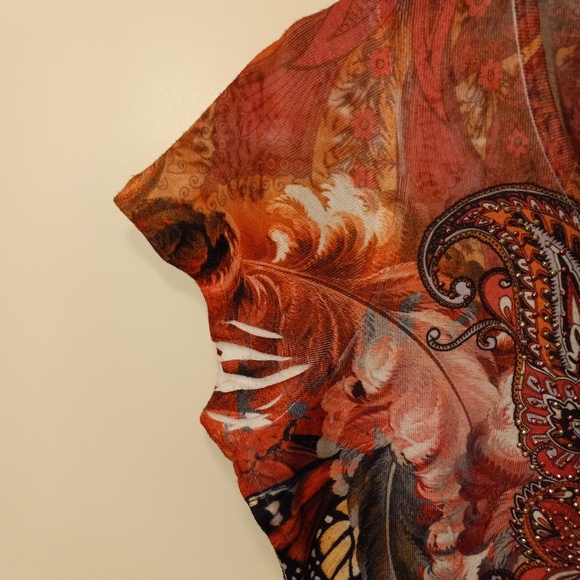 Apt9 Patterned Top Orange/Pink, Medium, Good Condition, So Pretty - Picture 3 of 5